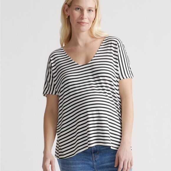 Quince Striped Women's Tops 2 pack Black/White size L NWT in packaging - Picture 1 of 16